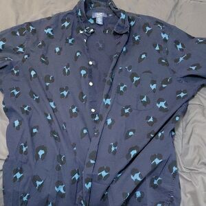 The Foundry Supply Co. Men's Black and Blue Patterned Shirt